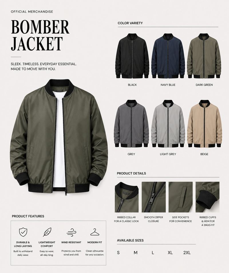 Bomber jacket in 6 colors