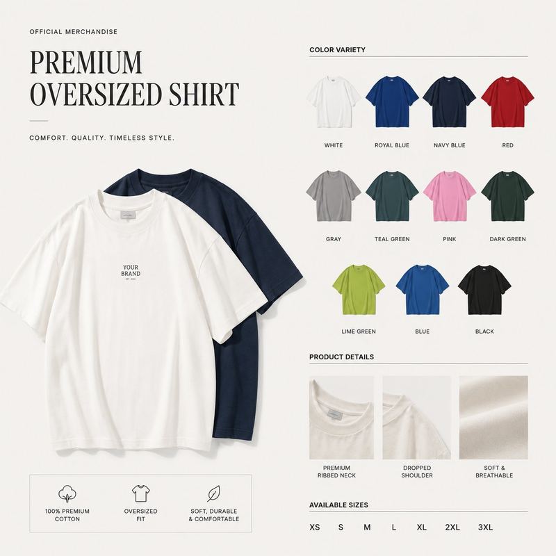 Premium oversized shirt in 11 colors