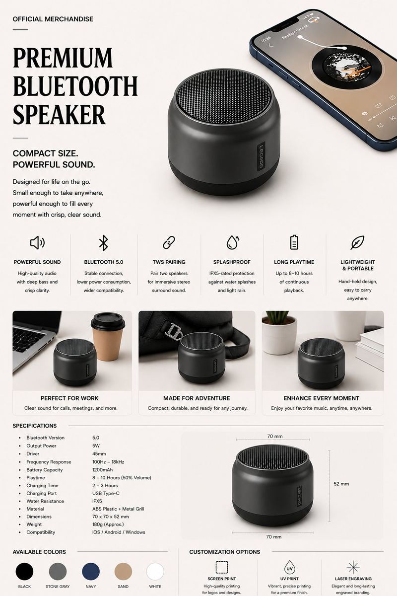 Premium compact Bluetooth speaker